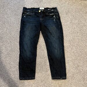 Frame Denim Dark Indigo Cropped Boyfriend Jeans